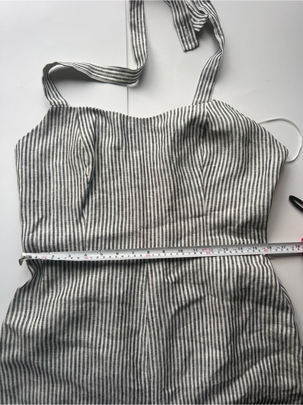 Reformation Autumn Linen Jumpsuit Vineyard Stripe Open Back Wide Leg Size 12 NWT - Picture 7 of 11
